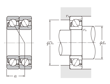 角接觸球軸承，品牌：NTN，尺寸圖2