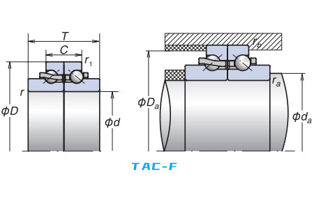 角接觸球軸承，品牌：NSK，尺寸圖1