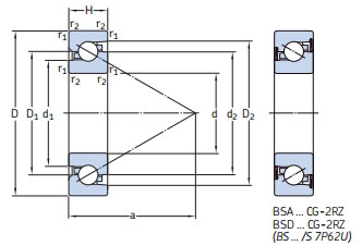 角接觸球軸承，品牌：SNFA，尺寸圖1