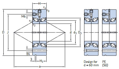角接觸球軸承，品牌：SNFA，尺寸圖2