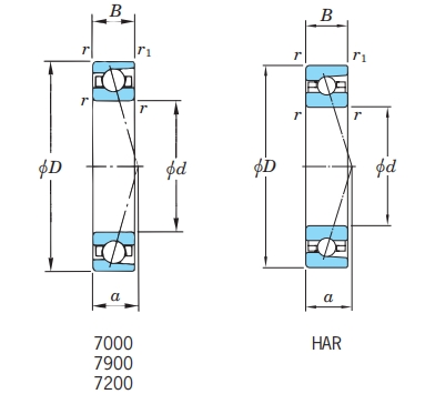 角接觸球軸承，品牌：KOYO，尺寸圖1